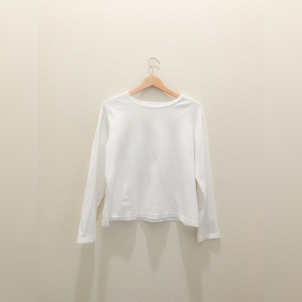 L Cherokee Lettuce Trim Neckline Shirt